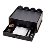 10 Seat Black Leather Conference Room Set w/ Round Coasters and Drawer Holder